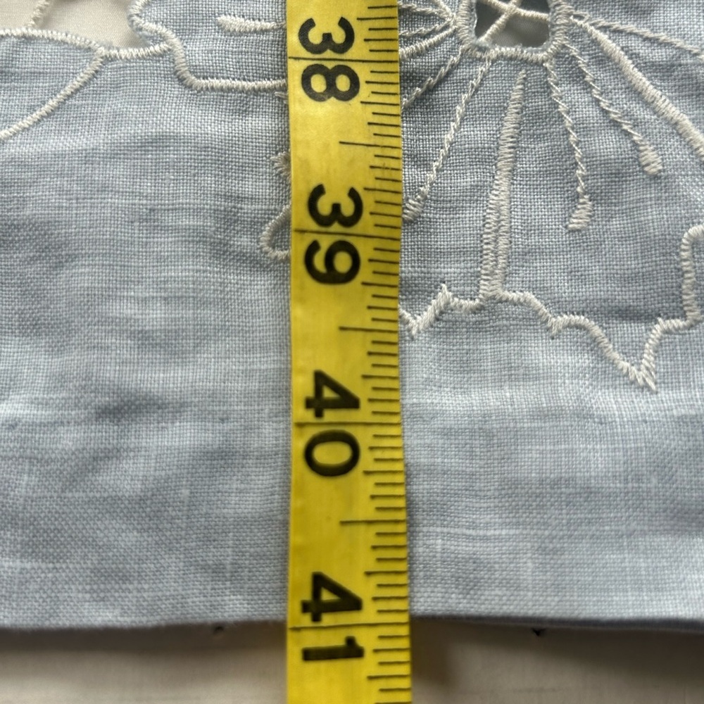 J. PETERMAN Elegant Lace Sleeveless 100% linen floral Light Blue Sz 2 - Picture 12 of 14